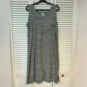 MUK LUKS Regular Cloud‎ Knit Midi Dress A511638 Grey Size XL
